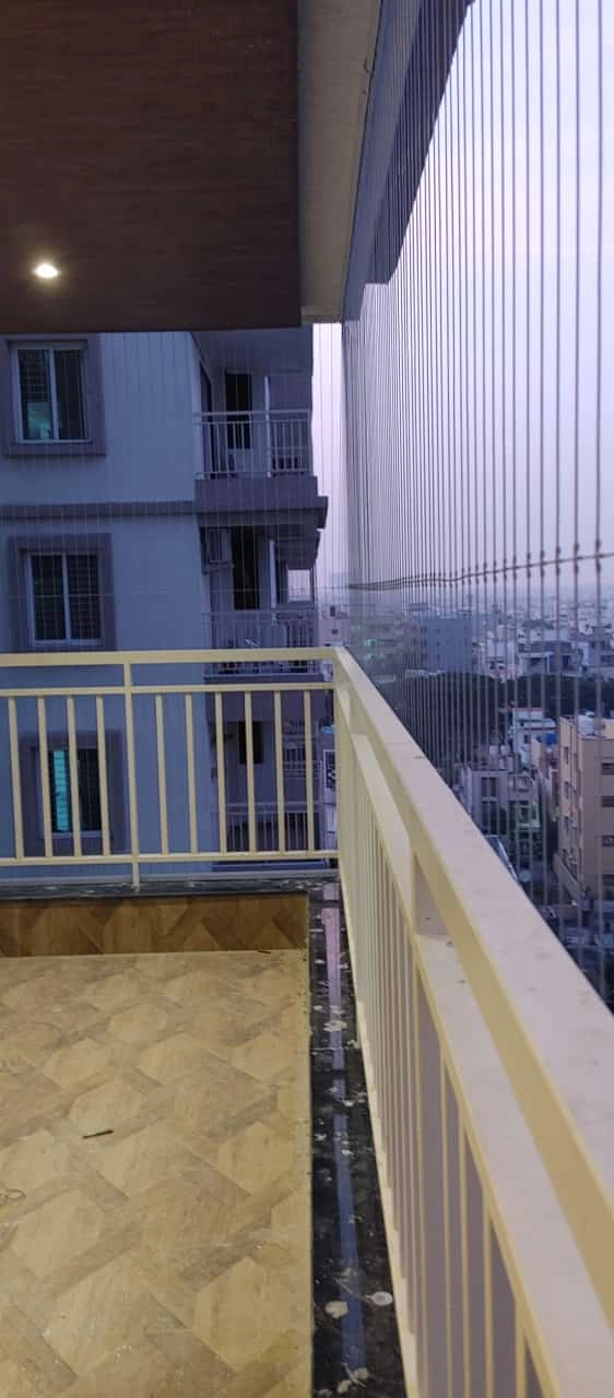 Balcony Invisible Grill Installation in Kakinada - Real Project 06 by Sandhya Invisible Grills